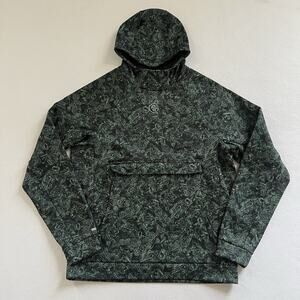 Googan Squad Ultimate Hoodie Green Black All Over Bass Fish Print Sweatshirt L